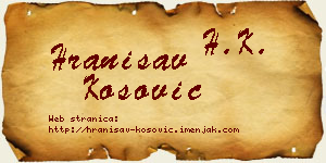 Hranisav Kosović vizit kartica